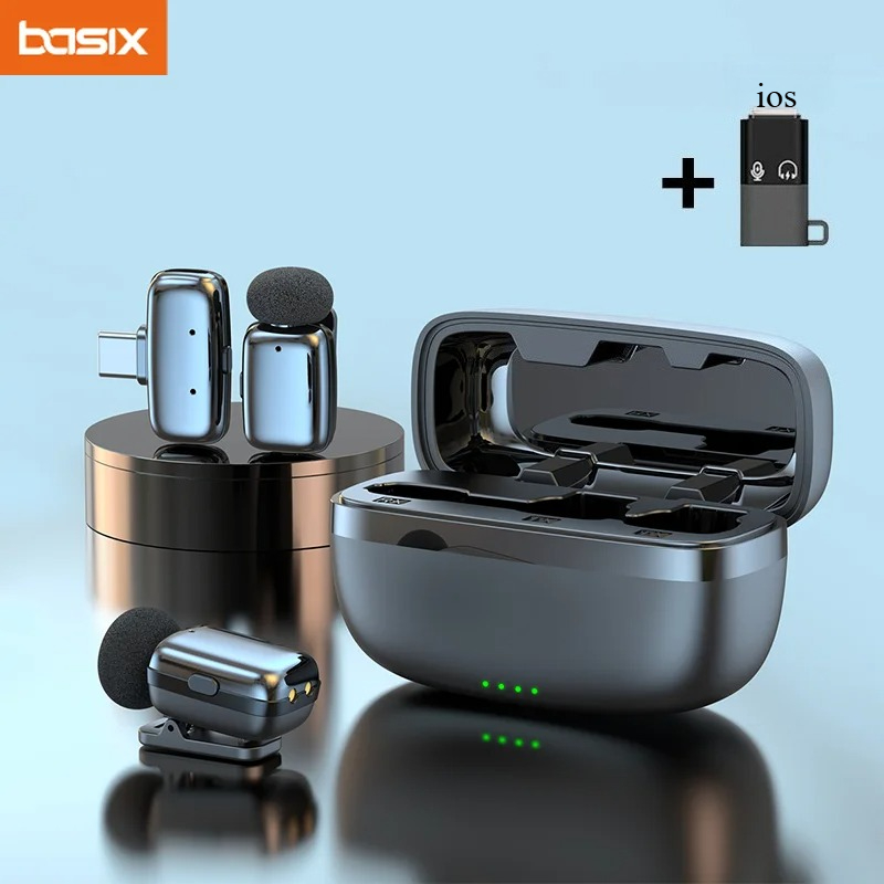 Wireless Charger - مجموعة ميكروفون لافالير لاسلكي مع علبة