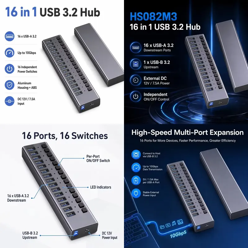 Usb Hub - موزع USB 3.2 Gen2 بـ 16