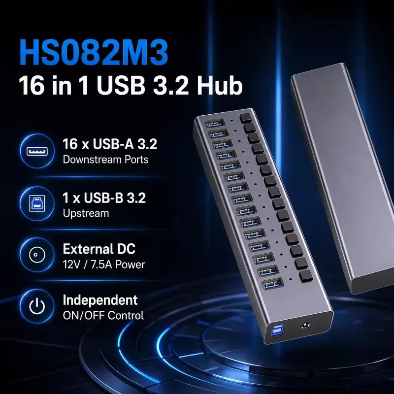 موزع USB 3.2 Gen2 بـ 16 منفذ م - مراجعة Usb Hub وسعره