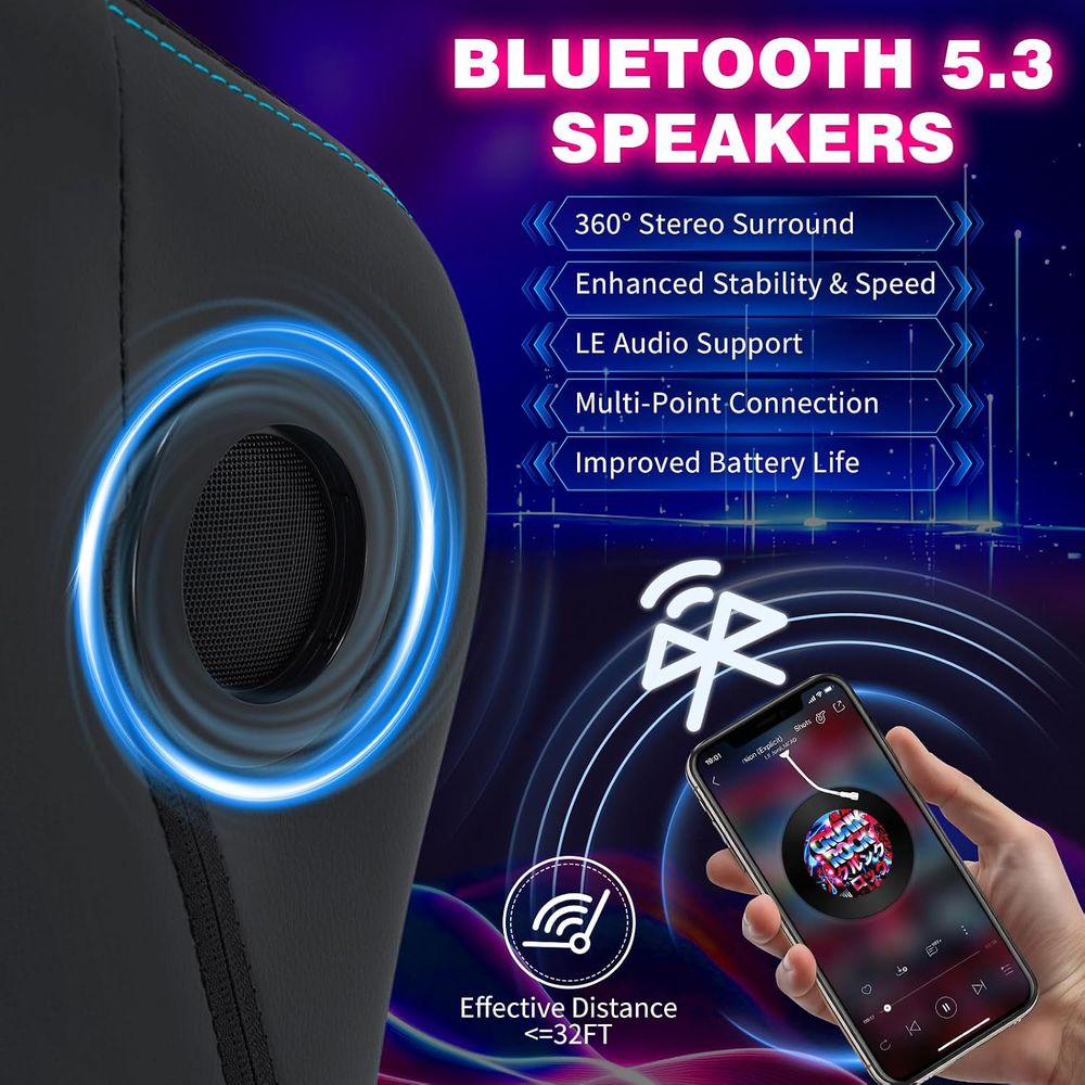 كرسي ألعاب مع إضاءة LED ومكبرا - مراجعة Bluetooth Speaker وسعره
