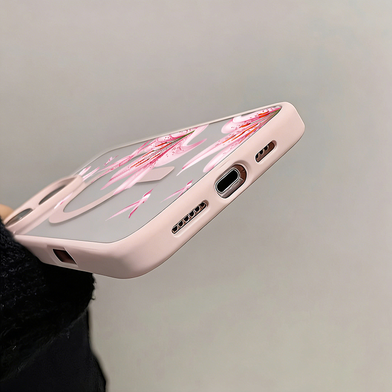 غطاء مغناطيسي بزهور وطيور وردي - مراجعة Wireless Charger وسعره
